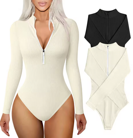 2 PACK LONG SLEEVE BODYSUIT ZIP